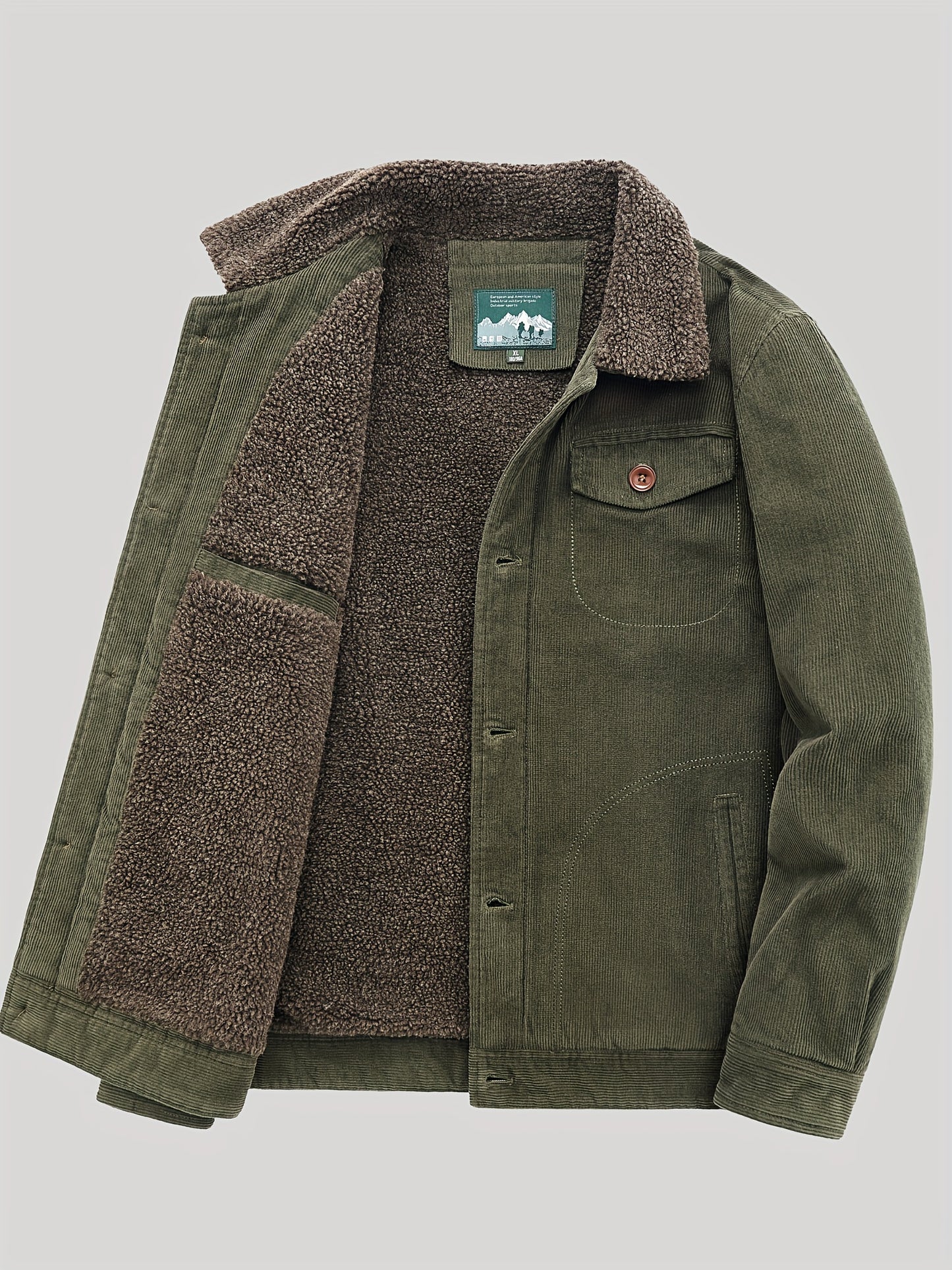 Lightweight Men's Cotton Fleece Button Up Jacket