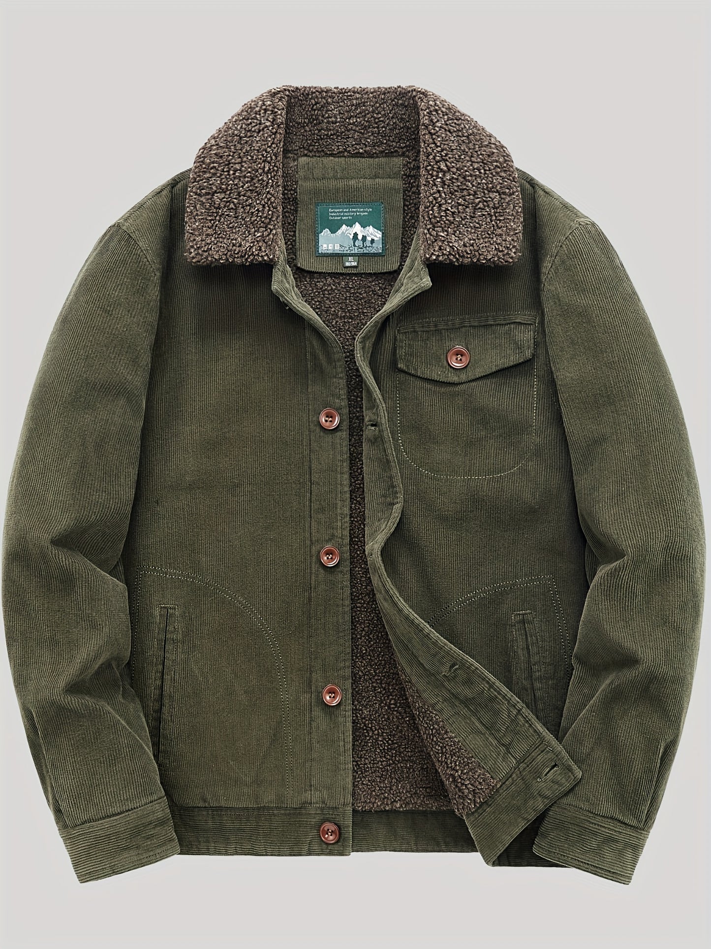Lightweight Men's Cotton Fleece Button Up Jacket