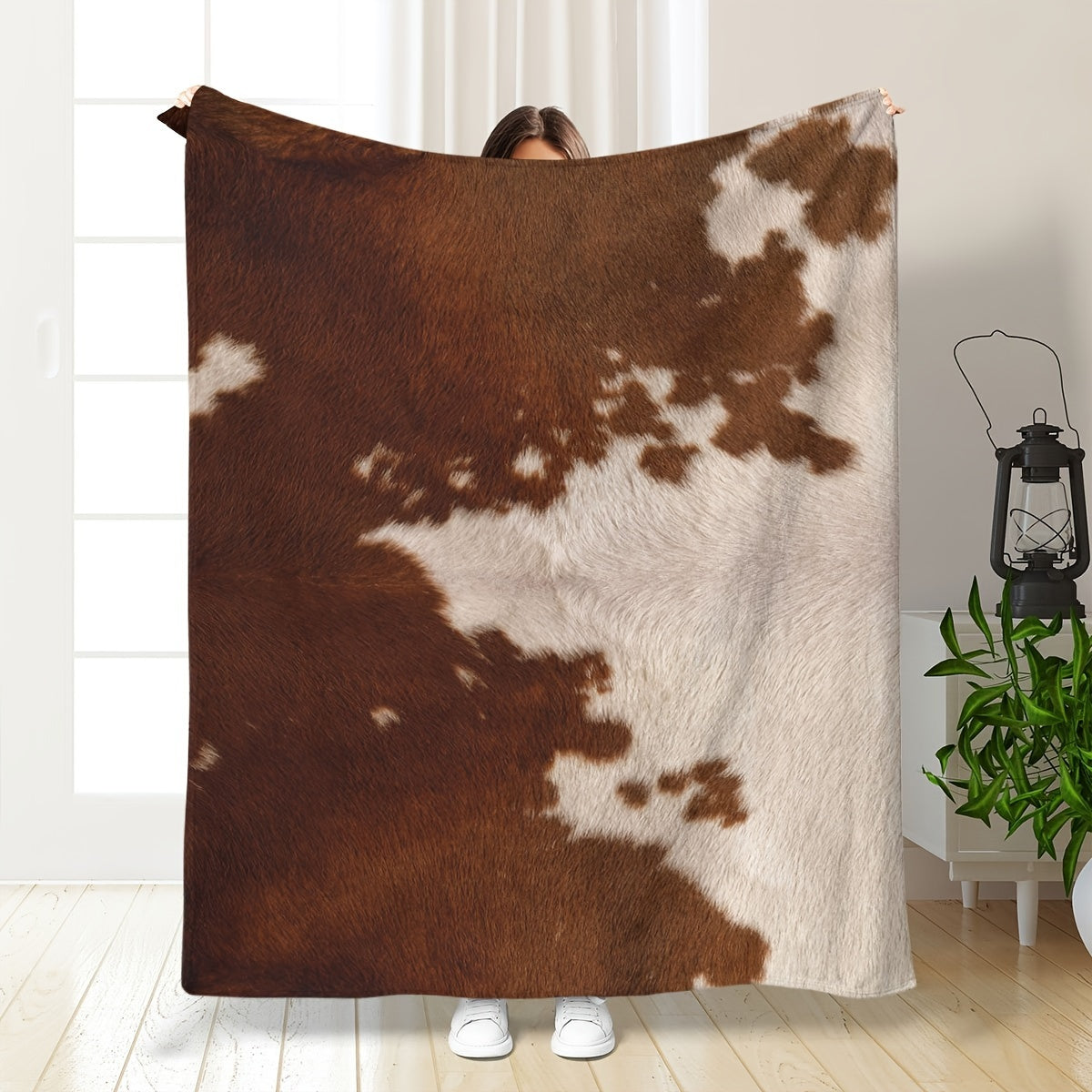 Soft Rustic Cowhide Printed Blanket