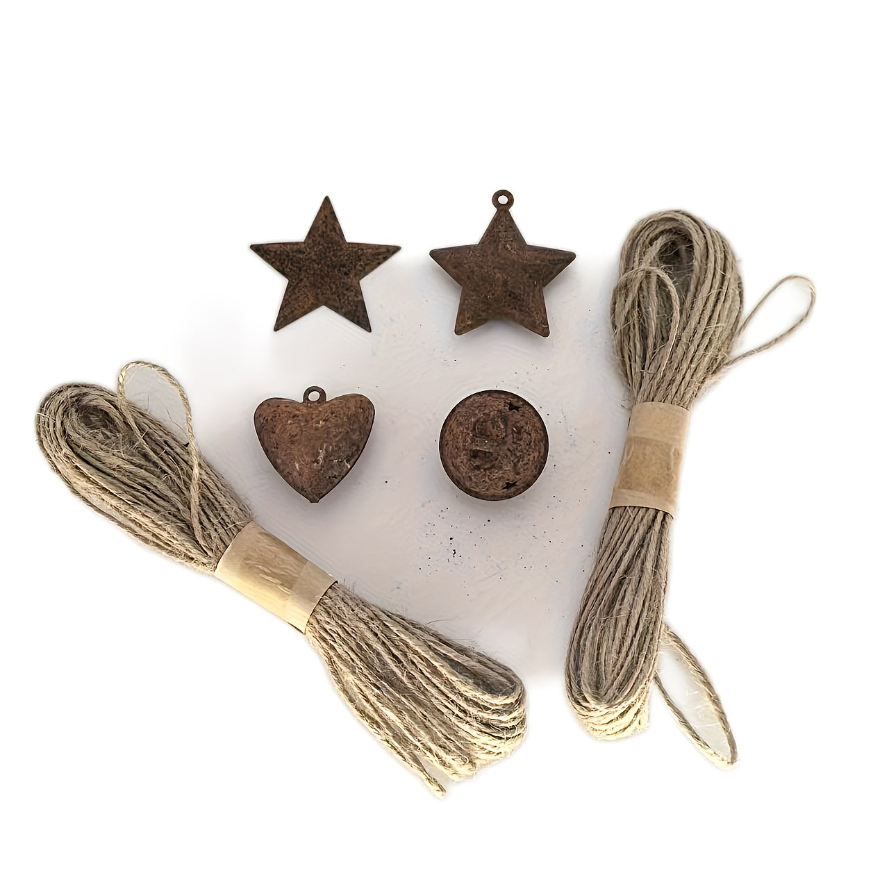 Pack Of 62pcs Merry Christmas Rusty Tin Bell Heart Bells