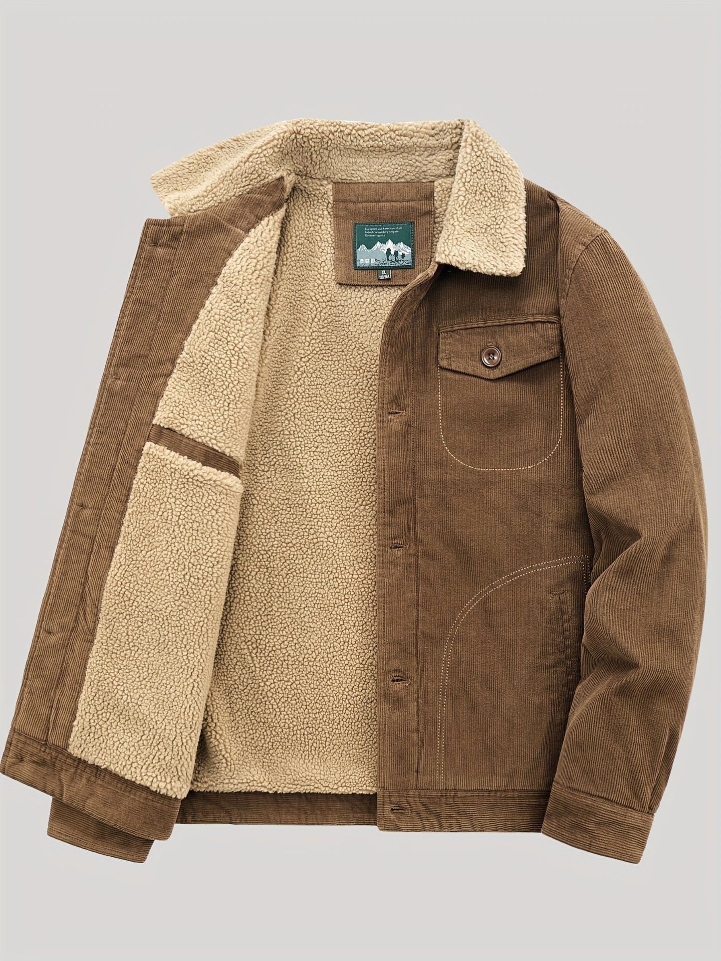 Lightweight Men's Cotton Fleece Button Up Jacket
