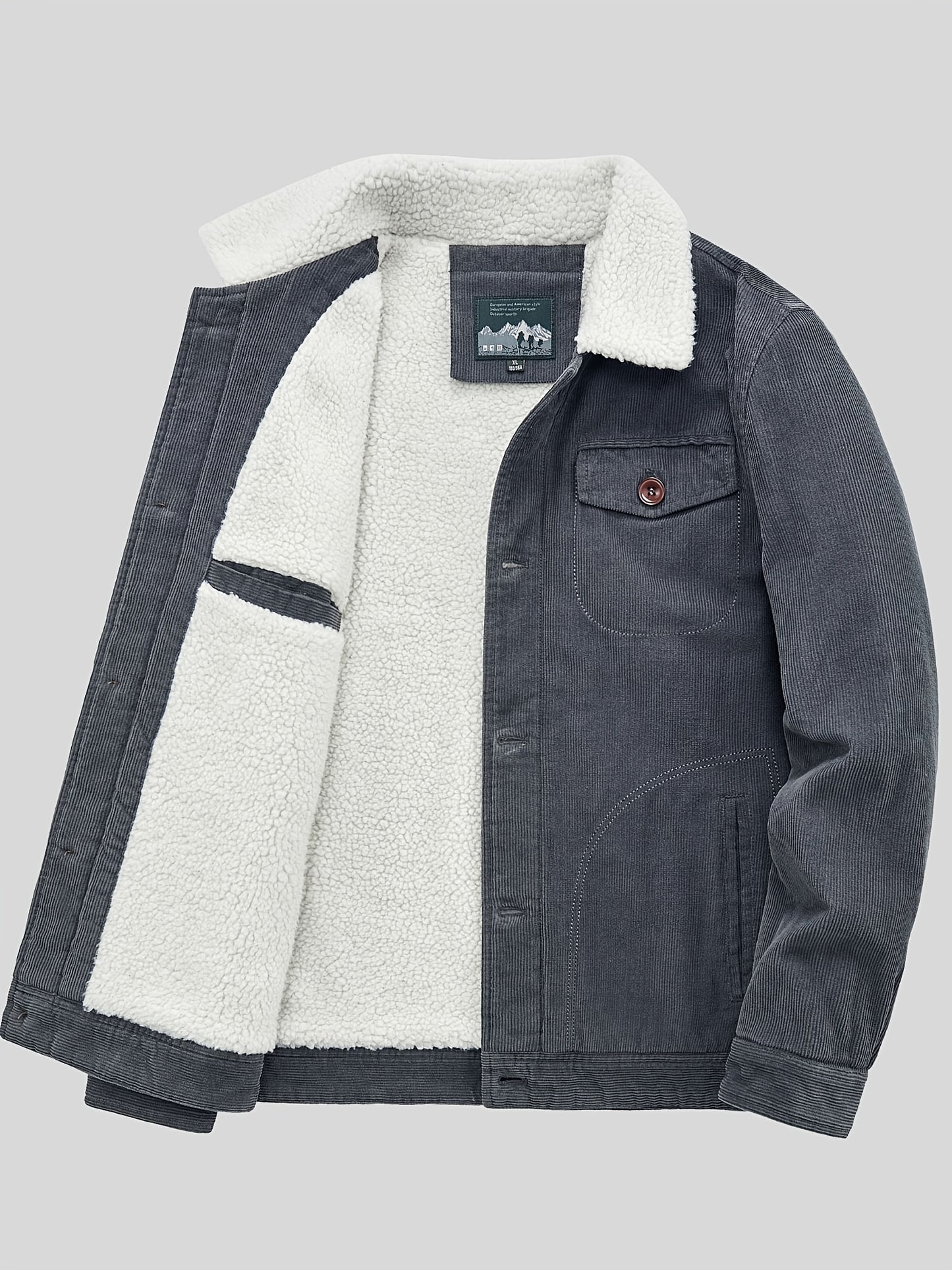 Lightweight Men's Cotton Fleece Button Up Jacket
