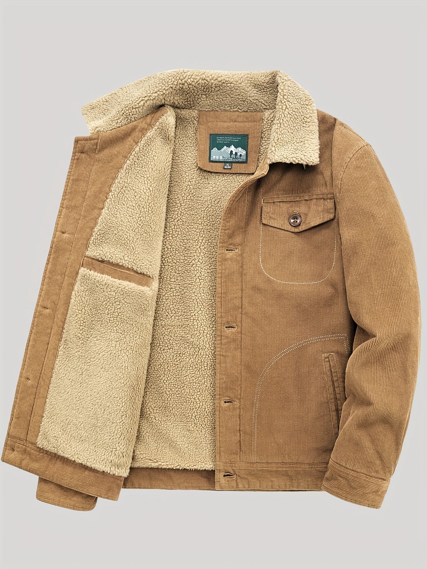 Lightweight Men's Cotton Fleece Button Up Jacket