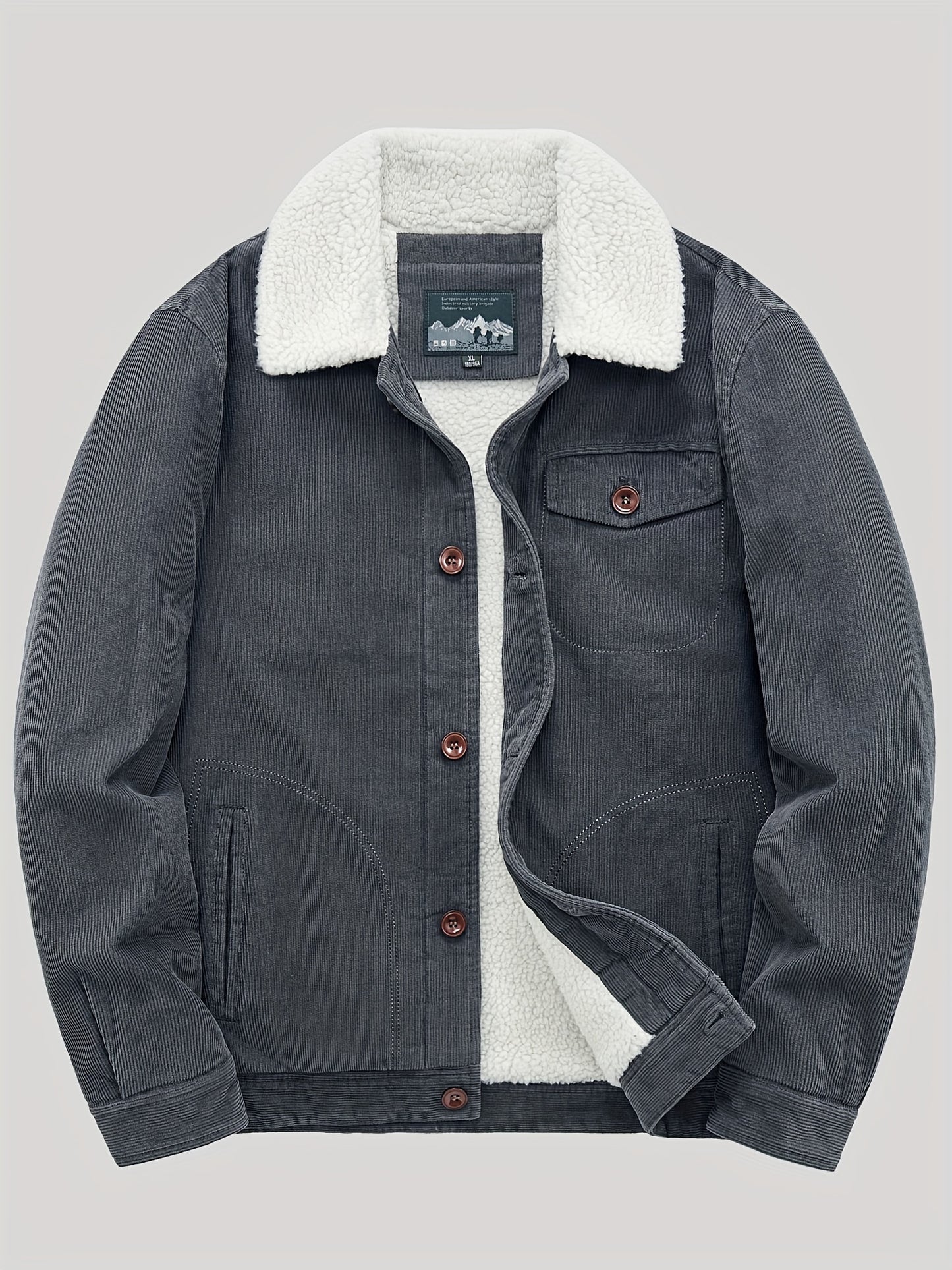 Lightweight Men's Cotton Fleece Button Up Jacket