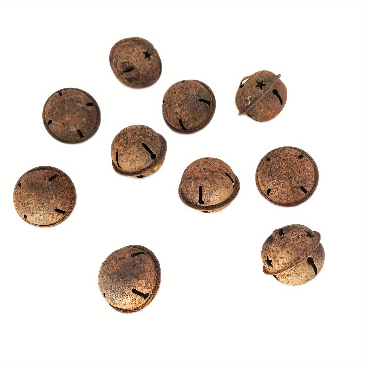 Pack Of 62pcs Merry Christmas Rusty Tin Bell Heart Bells