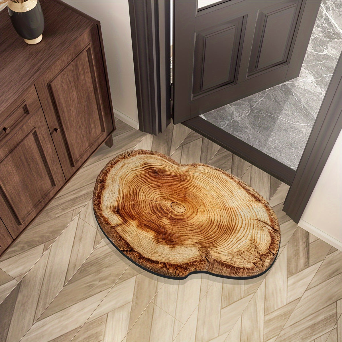 Wood Grain Tree Ring Design Indoor Doormat