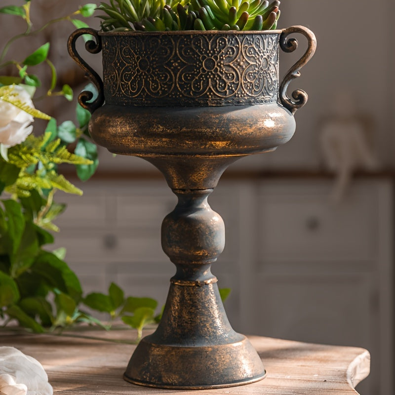 Vintage-Inspired Metal Flower Vase