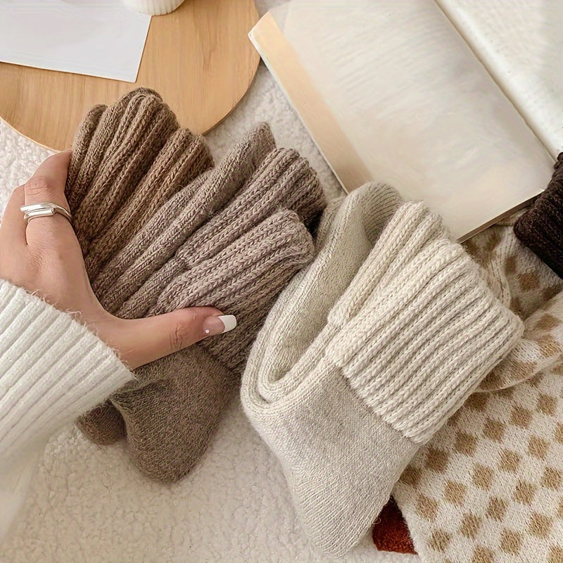 6 Pairs Simple Solid Thickened Socks