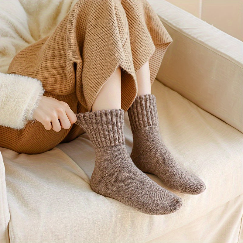 6 Pairs Simple Solid Thickened Socks