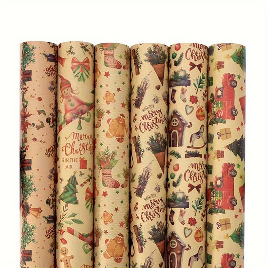 6 Pieces Vintage Christmas Gift Wrap Set