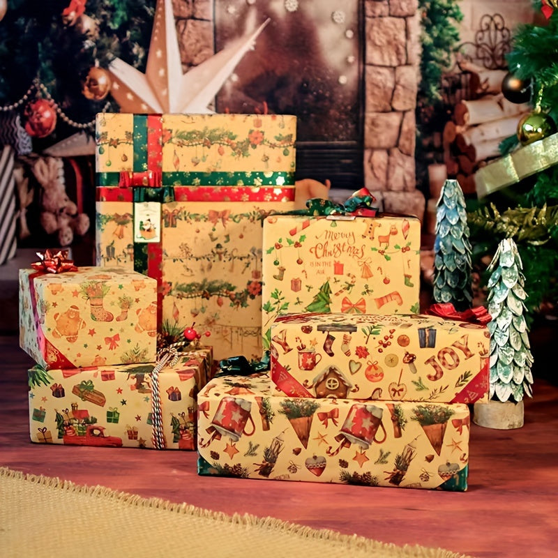 6 Pieces Vintage Christmas Gift Wrap Set