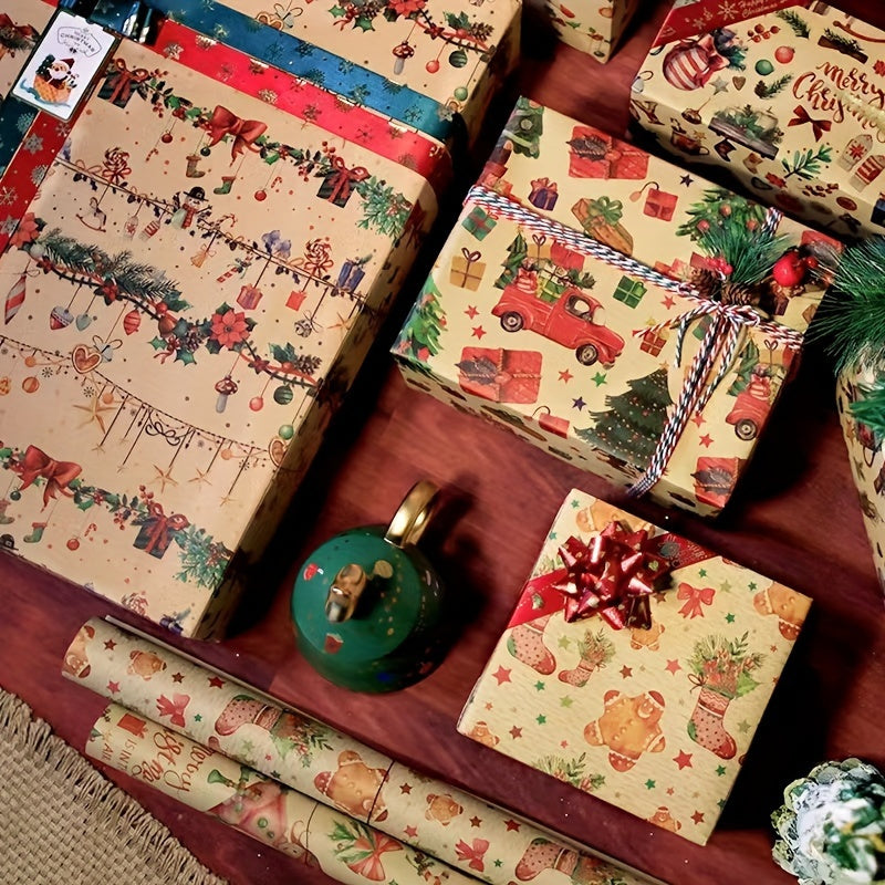 6 Pieces Vintage Christmas Gift Wrap Set