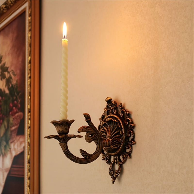 Decorative Bronze Wall-Mounted Candle Holder