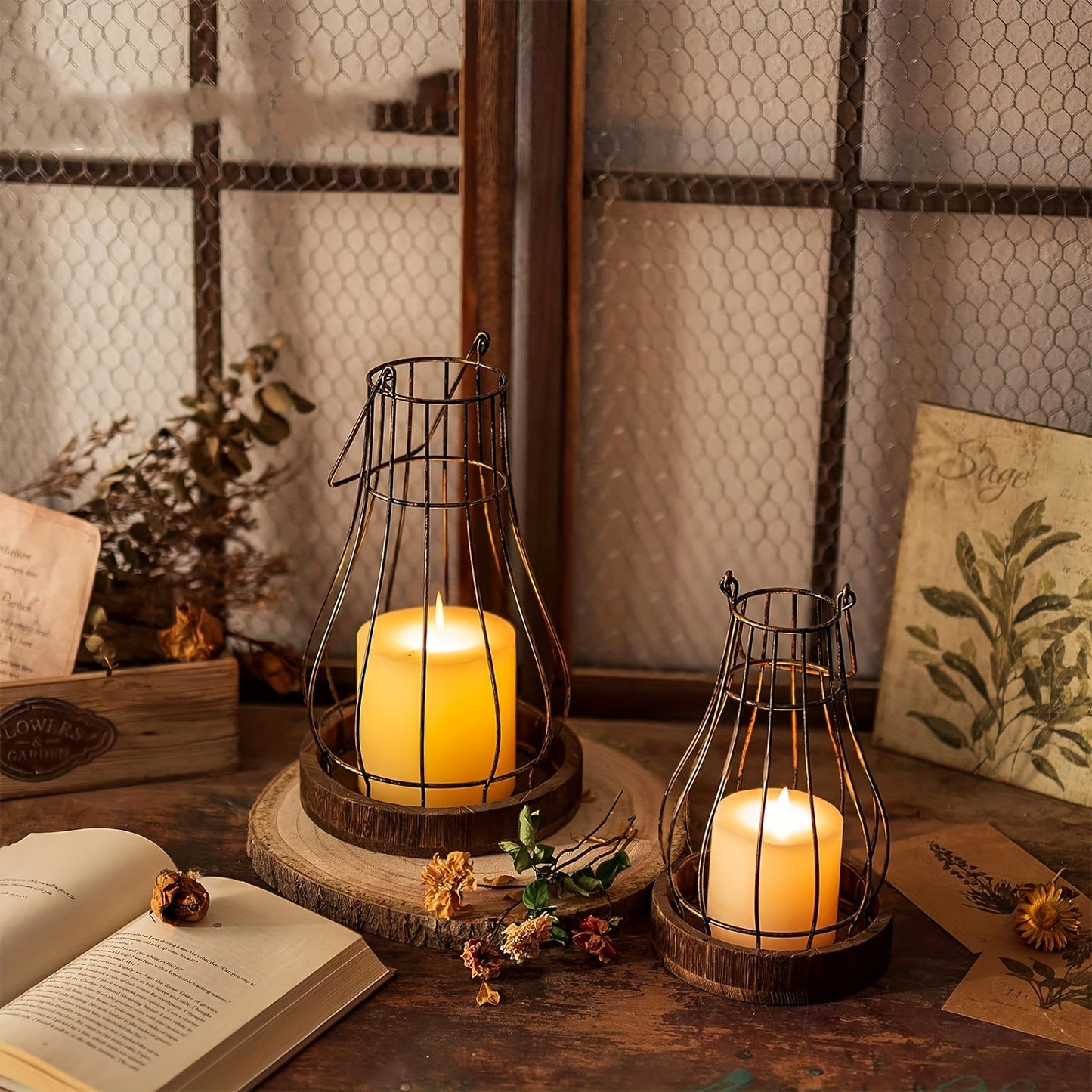 Rustic Wooden Candle Lanterns