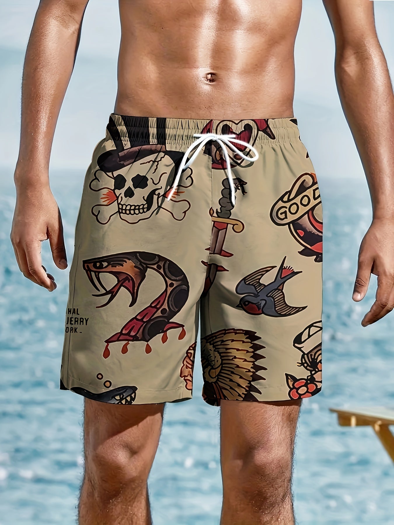 Skull Print Shorts