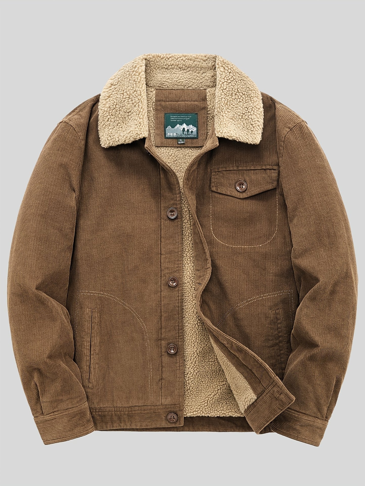 Lightweight Men's Cotton Fleece Button Up Jacket