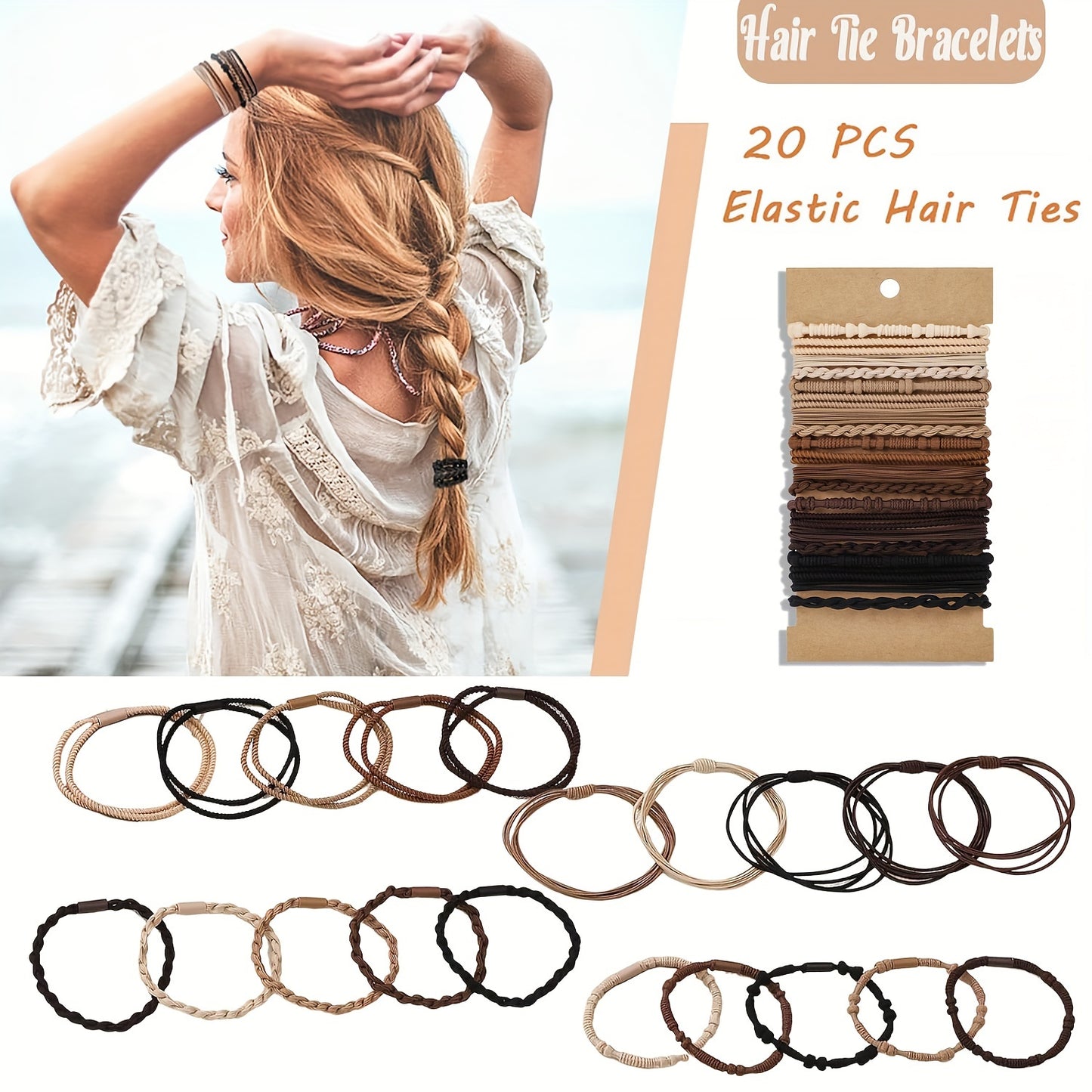 20pcs Boho Chic Hair Tie Set