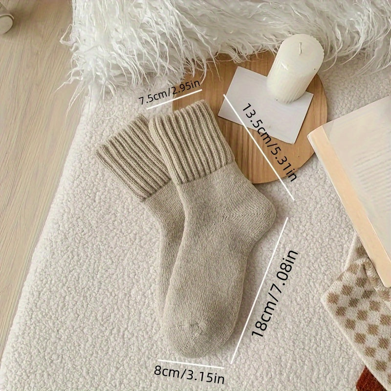 6 Pairs Simple Solid Thickened Socks