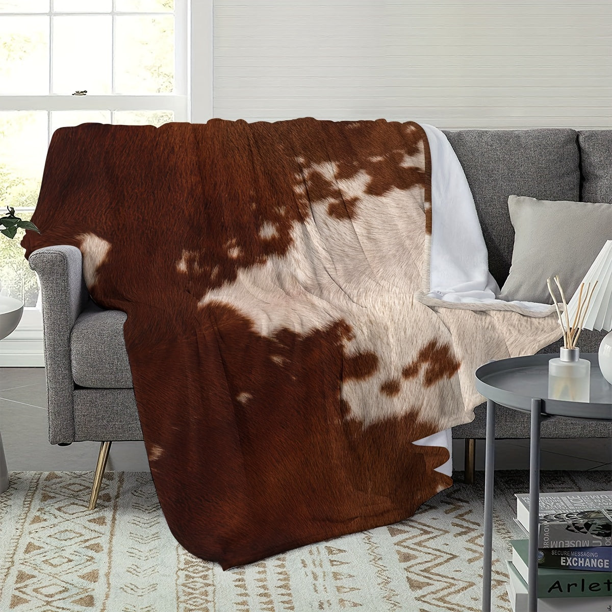 Soft Rustic Cowhide Printed Blanket