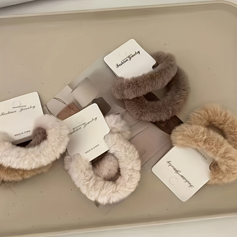 6pcs Plush Hair Ties Set