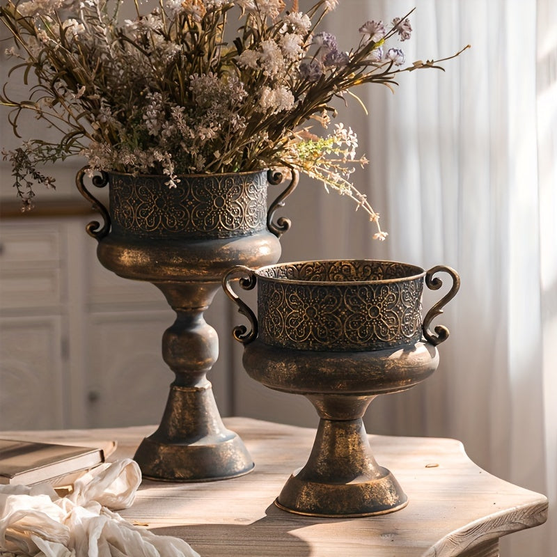 Vintage-Inspired Metal Flower Vase