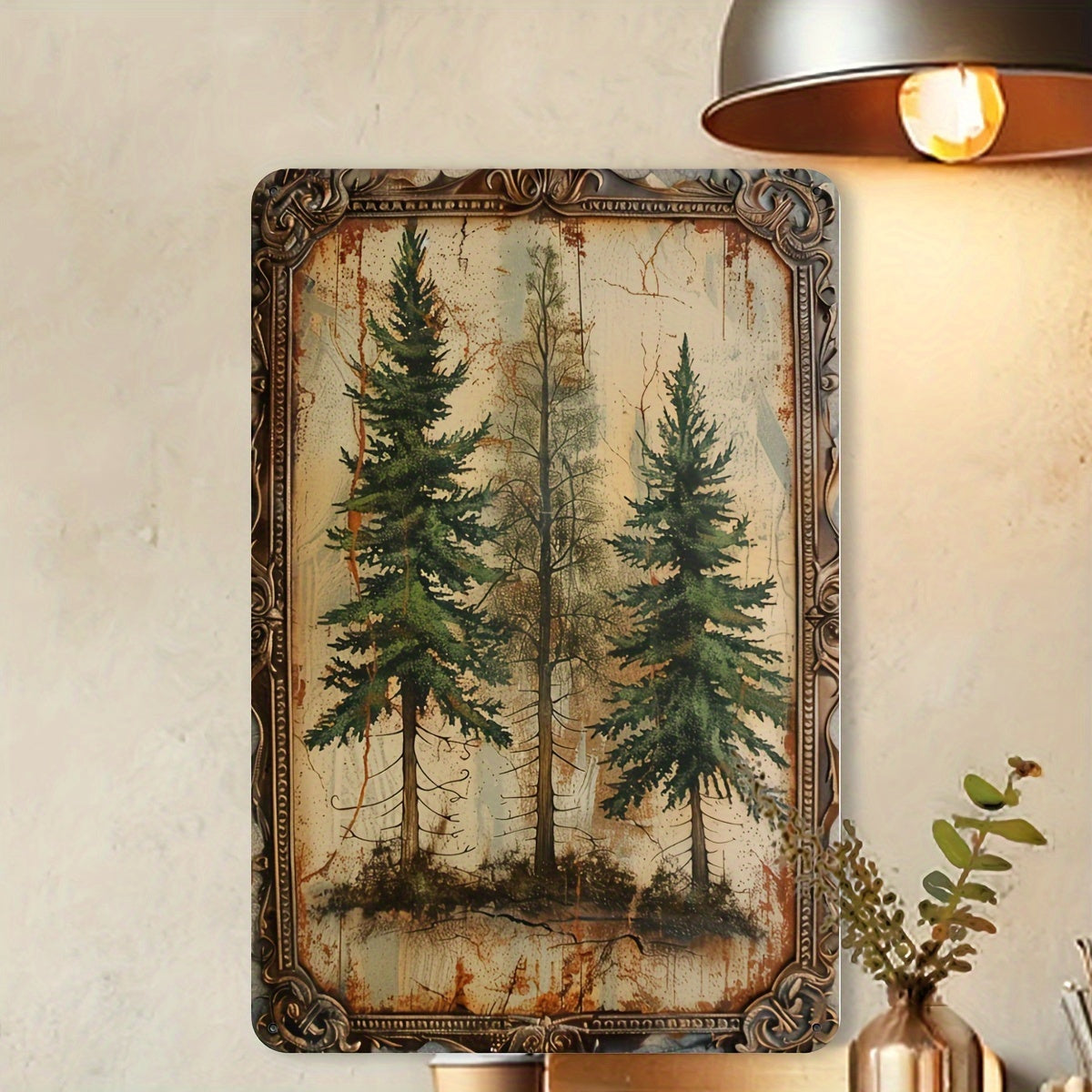 Vintage Pine Tree Metal Tin Sign