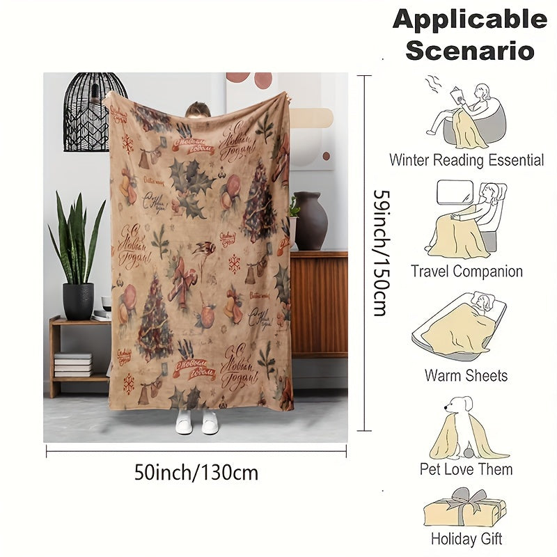 Vintage-Inspired Plush Flannel Throw Blanket