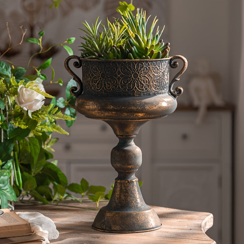 Vintage-Inspired Metal Flower Vase