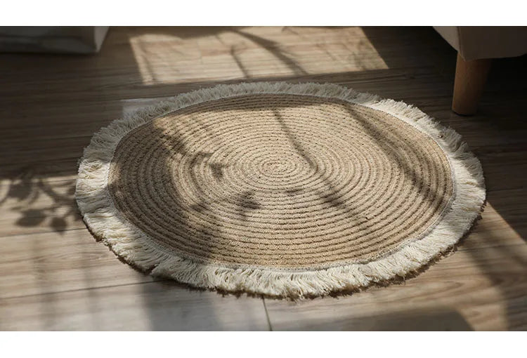 Non-Slip Round Hand-Woven Rug