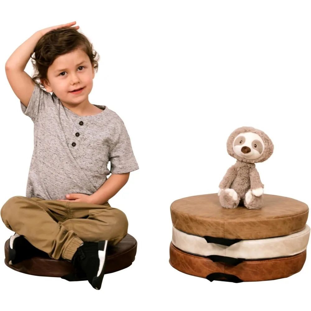 Rustic Kid 15 Inch Round Floor Cushions with Handles