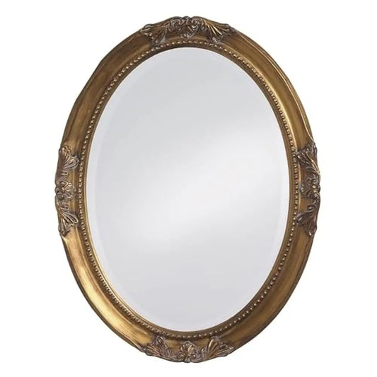 Oval Beveled Antique Gold Wall Mirror