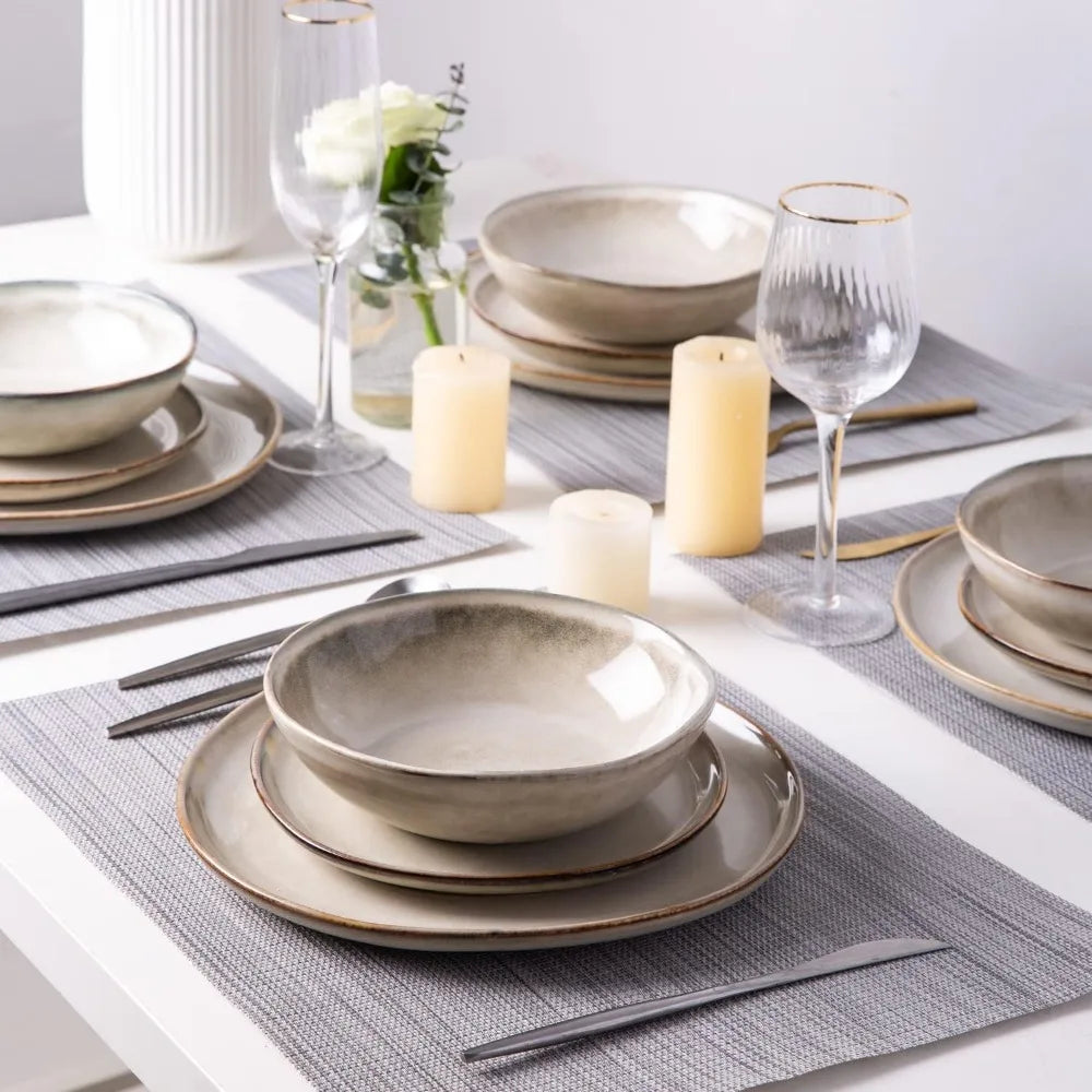 Ceramic Dinnerware Sets, Handmade Glaze Plates and Bowls