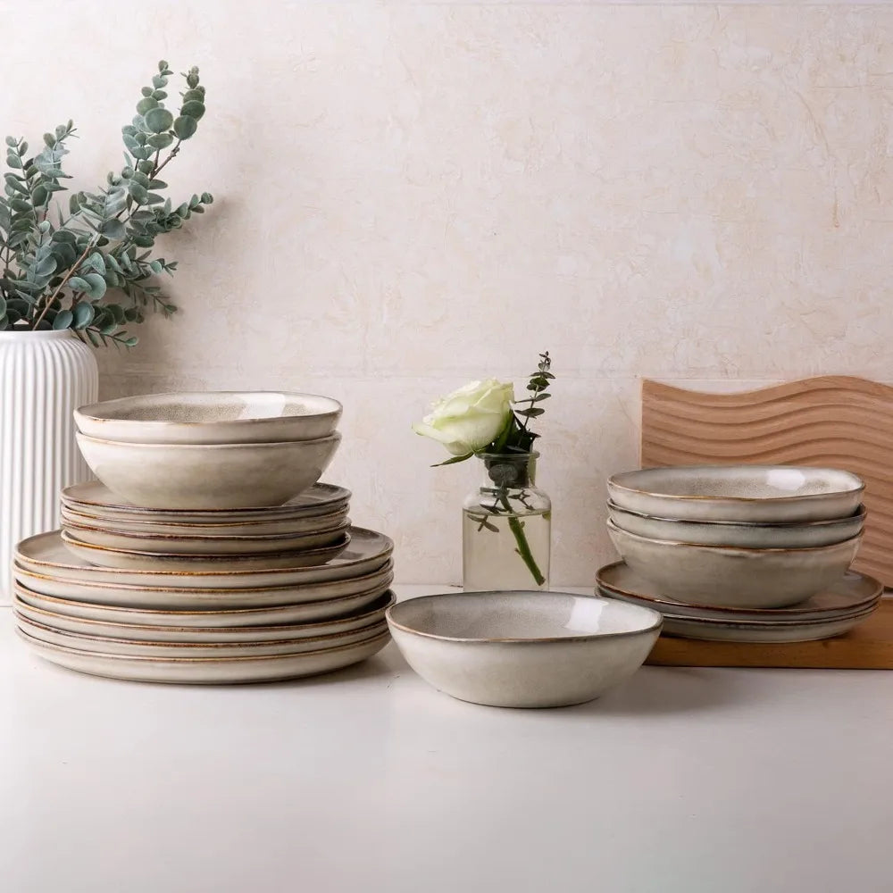 Ceramic Dinnerware Sets, Handmade Glaze Plates and Bowls