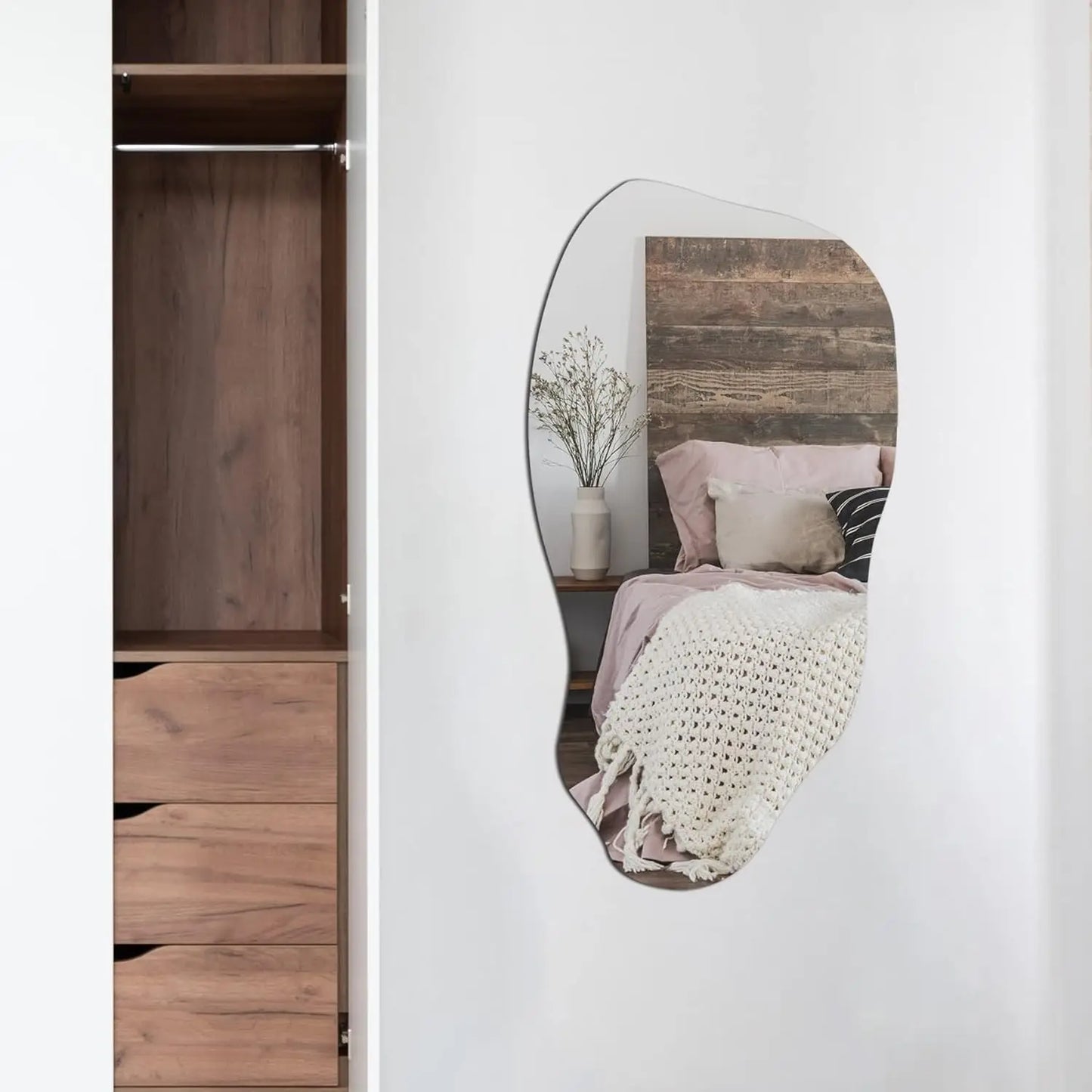 Irregular Asymmetrical Wall Mirror (Hook Style,31.5''x17.7'')