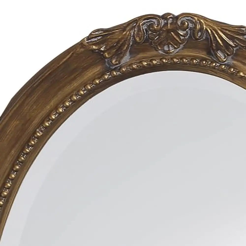 Oval Beveled Antique Gold Wall Mirror