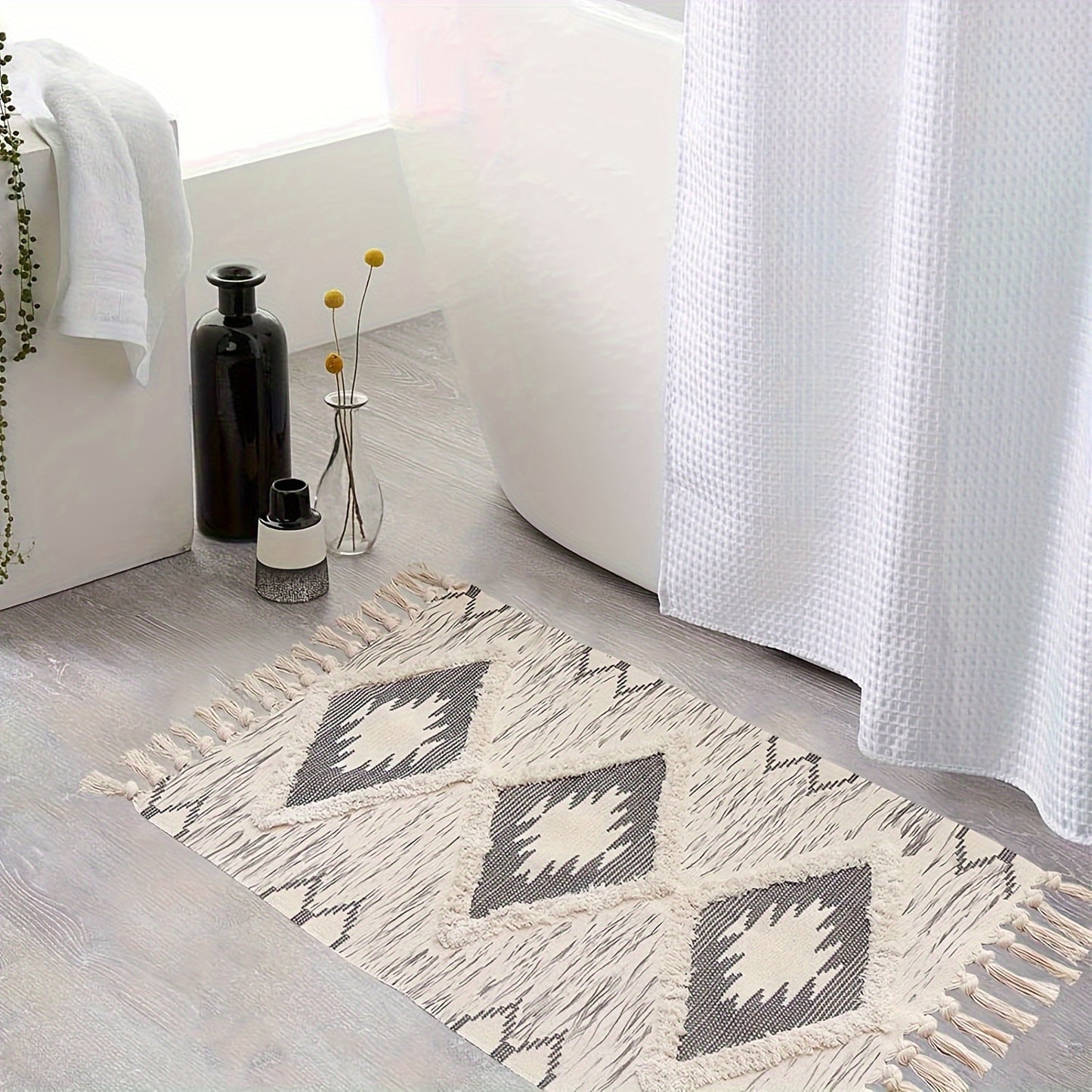 Bohemian Tassel Bath Mat - 2x3ft