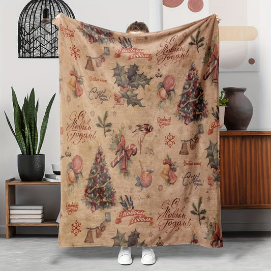 Vintage-Inspired Plush Flannel Throw Blanket