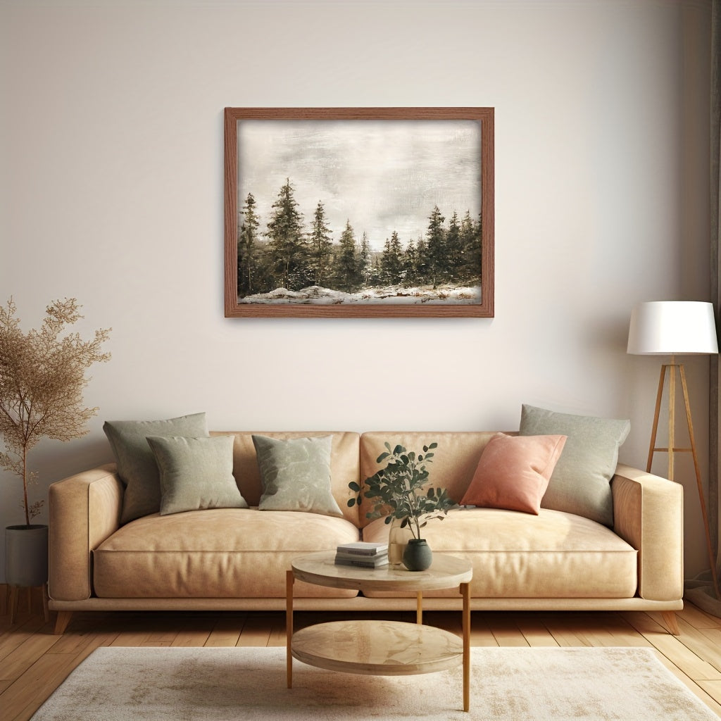 Winter Pine Forest Framed Decorative Wall Art