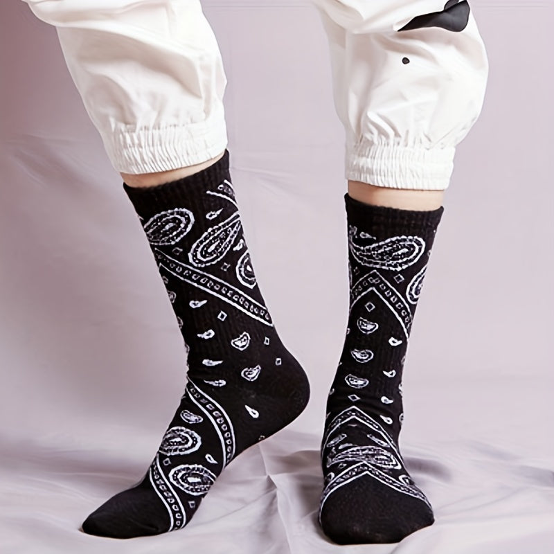 6 Pairs of Breathable Comfy Paisley Pattern Unisex Socks