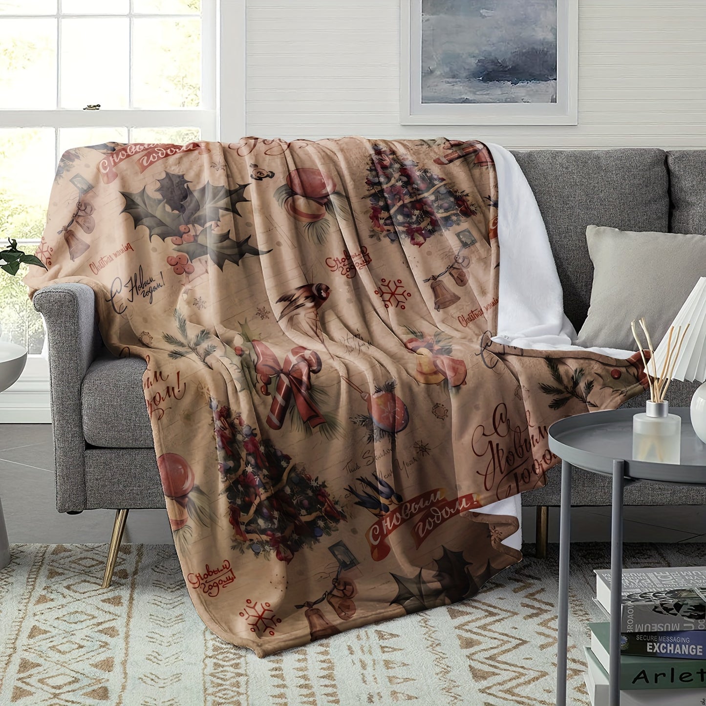 Vintage-Inspired Plush Flannel Throw Blanket