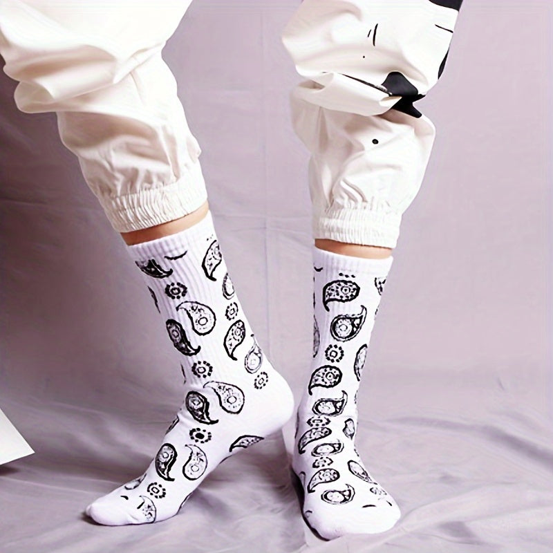 6 Pairs of Breathable Comfy Paisley Pattern Unisex Socks