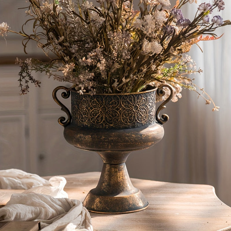 Vintage-Inspired Metal Flower Vase