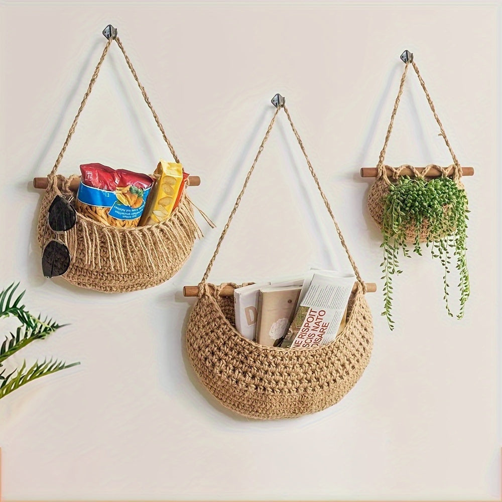 Boho Chic 3-Tier Wall Hanging Storage Basket