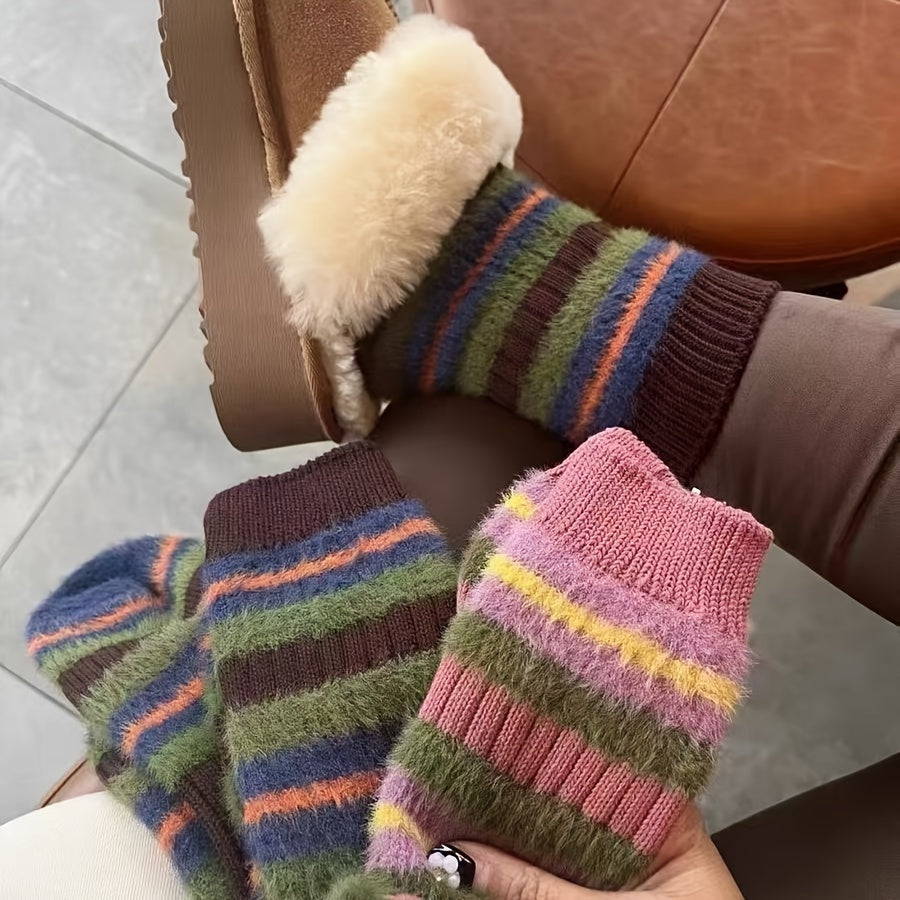 3-Pack Winter Thickened Striped Fleece Socks