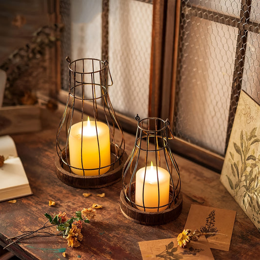 Rustic Wooden Candle Lanterns