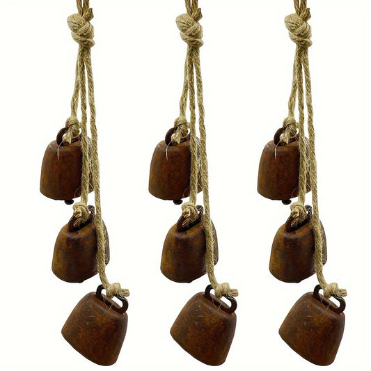 Rusty Bell With Hemp Rope Wind Chimes