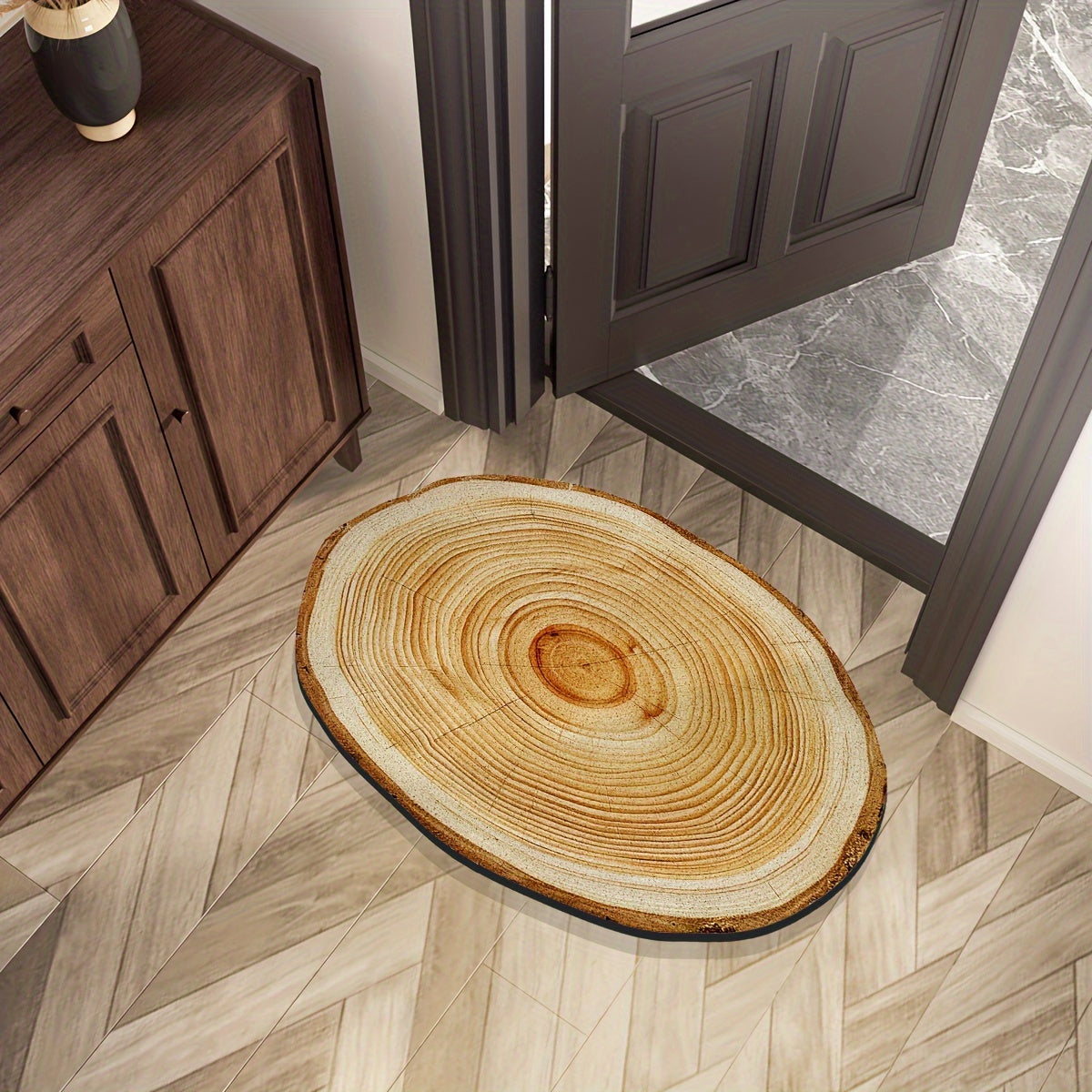 Wood Grain Tree Ring Design Indoor Doormat